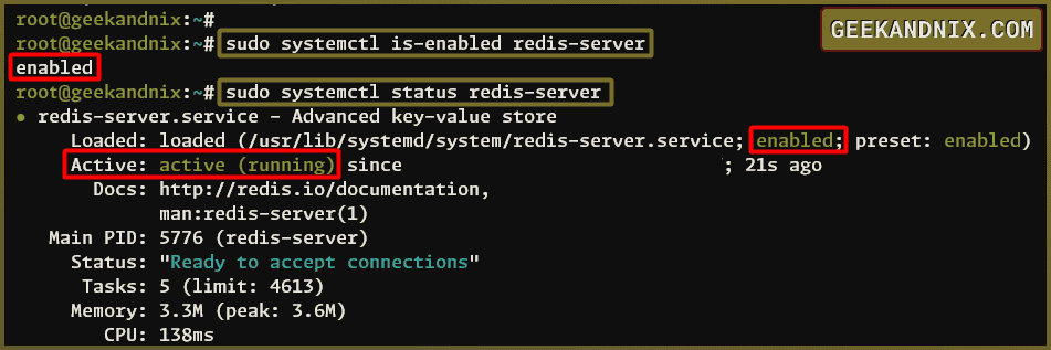 Checking redis-server status