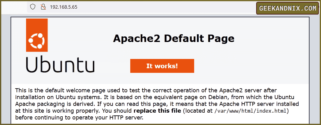 Accessing Apache default index.html