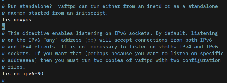 Running vsftpd as standalone mode and disable IPv6 support