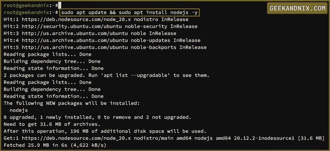 Installing Node.js via Nodesource repository