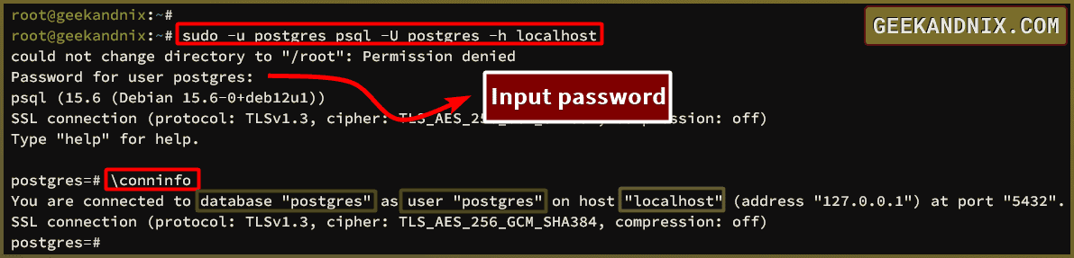 Logging in to PostgreSQL with password authentication