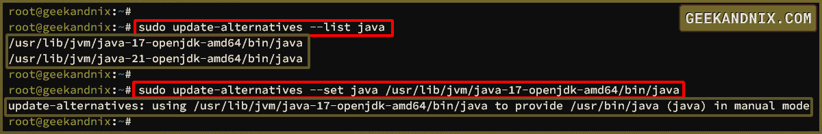 Setting up default Java version