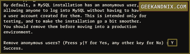 Remove default anonymous user from MySQL